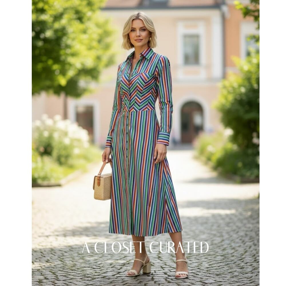 Evi Grintela Berber Striped Midi Dress XS NEW